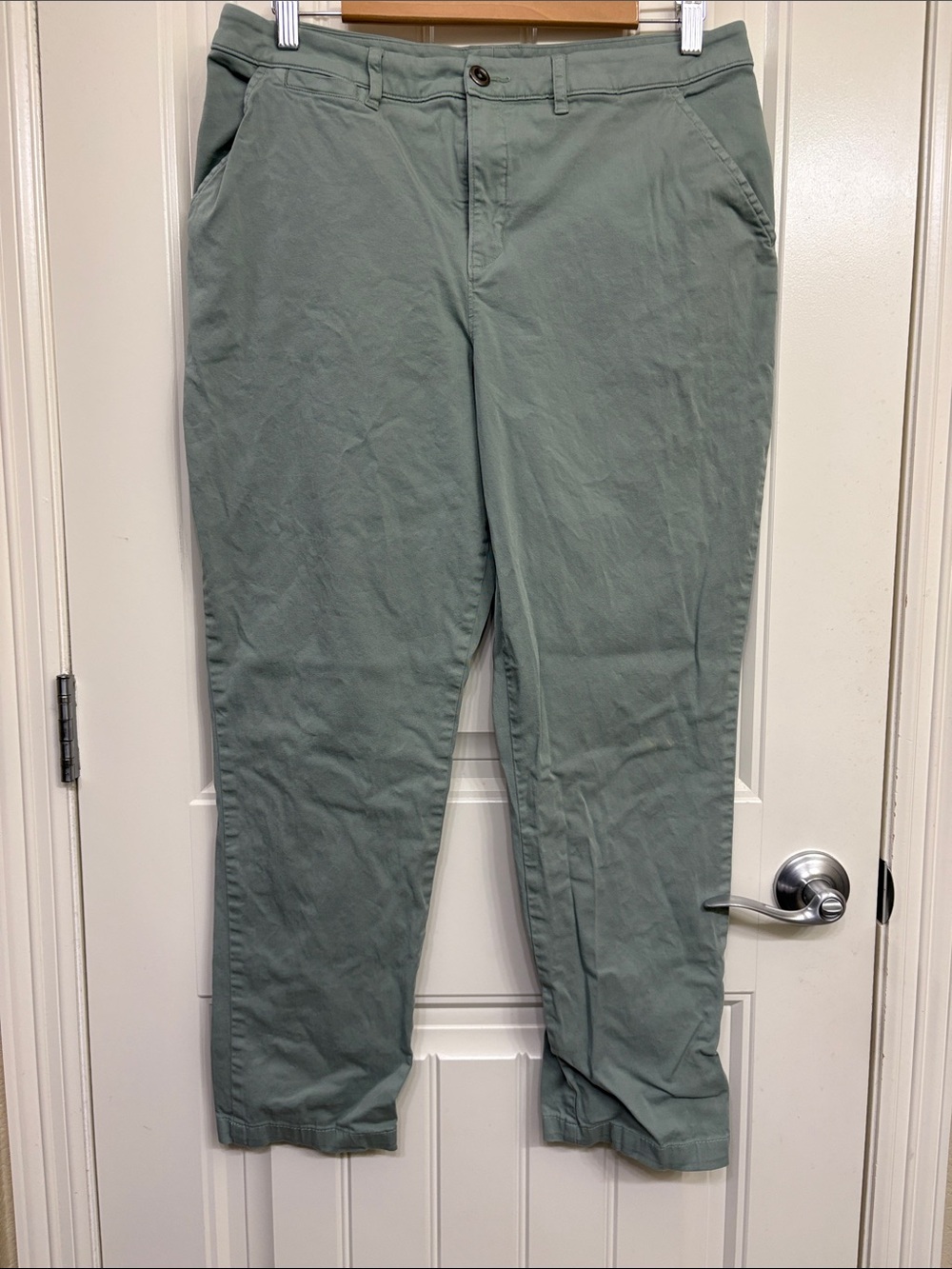 Garnet Hill Sage Green Women's Cotton Chinos